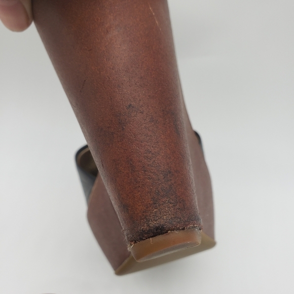 654- Prada Wedge Leather Sandals 37 EU 6.5 US - Picture 11 of 12